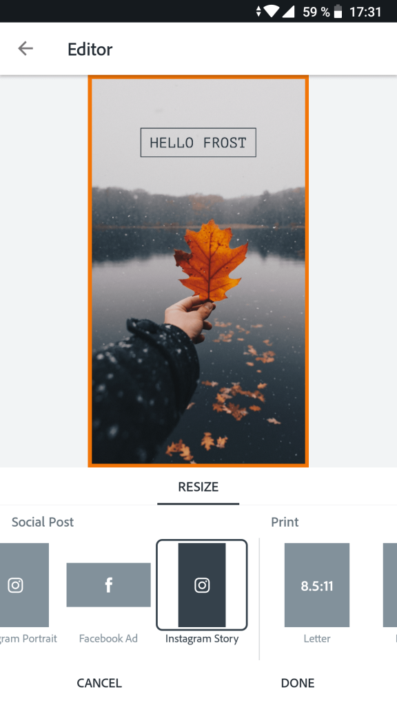 Apps para hacer mejores historias de Instagram - Spark Post